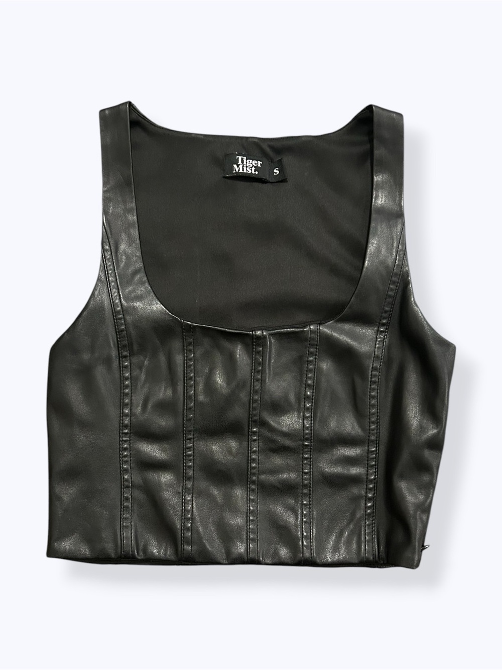 tiger mist faux leather corset top y2k